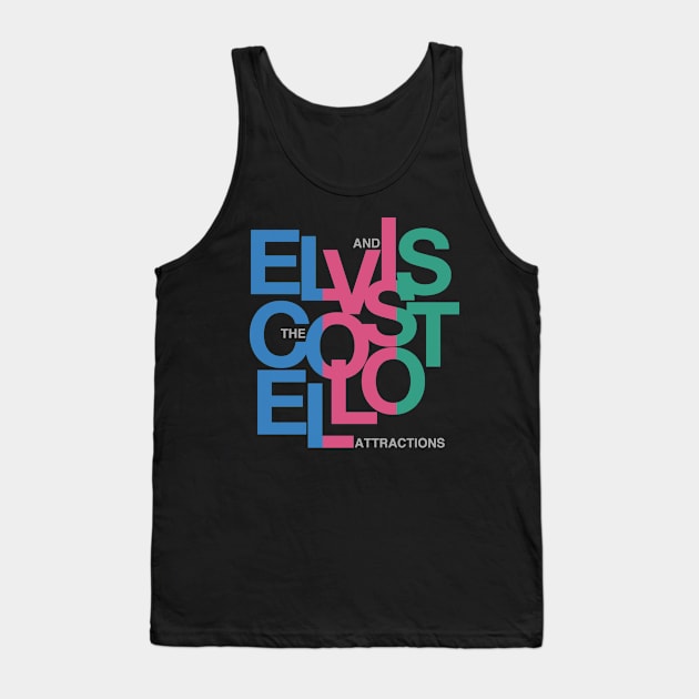 Elvis Costello - Watercolor Design Style Tank Top by Cave Clan